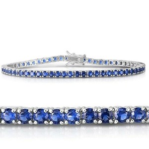 Pompeii3 3 1/2ct Blue Sapphire Tennis Bracelet 14k White Gold 7" - 1 of 2