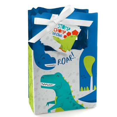 Big Dot of Happiness Roar Dinosaur - Dino Mite T-Rex Baby Shower or Birthday Party Favor Boxes - Set of 12