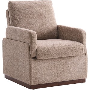 YOUNIKE 27.6” W Armchair Velvet Upholstered Single Sofa Makeup Vanity Chair Modern Living Room Accent Chair with Solid Wood Base - 1 of 4