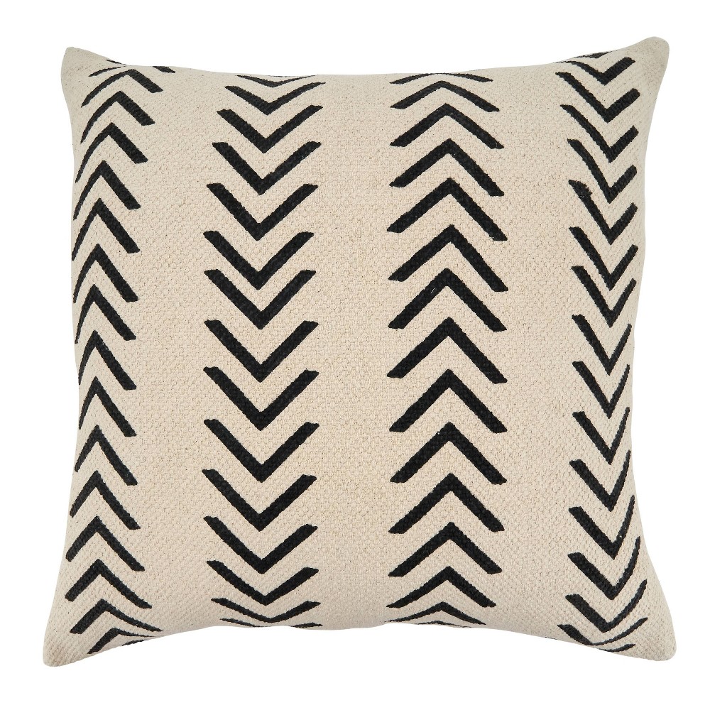 Photos - Pillow 18"x18" Chevron Design Poly Filled Square Throw  Natural - Saro Life