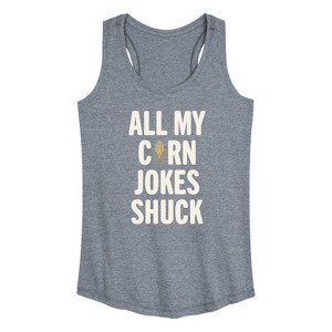 Women's - Instant Message - Valentine's Day All My Corn Jokes Shuck Graphic Racerback Tank - 1 of 4