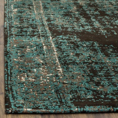 Teal and Brown 9' x 12' Flat Woven Wool Area Rug