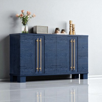 Sideboard Buffet Cabinet with Adjustable Shelves, Wooden Storage Cabinet with Gold Handles, Modern Farmhouse Sideboard for Kitchen, Dining Room
