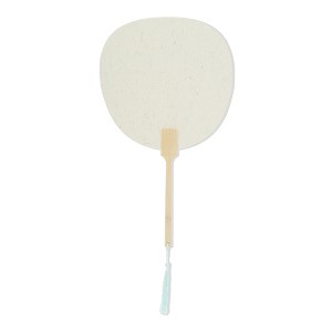 Unique Bargains Portable Double-Sided Long Handle Round Xuan Paper Folding Fans 1 Pc - 1 of 4