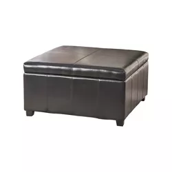 Forrester Bonded Leather Square Storage Ottoman Espresso - Christopher Knight Home