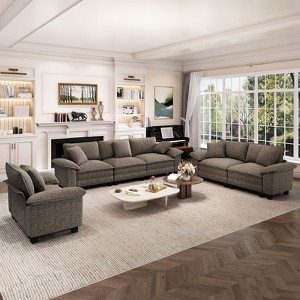 Captiva Designs Cloud Modular Loveseat Sofa Set, Comfy 2-Piece Deep Seat Couch for Living Room, Corduroy & Chenille Fabric - 1 of 4