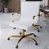 LeisureMod Harris Mid-Back Office Chair, Leather Upholstery with Gold Metal Frame, Modern Armless Desk Seating for Home Office or Conference Room - 2 of 4