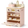 ROBOTIME Play Food And Toy Kitchens Wooden Toy Dishwasher Sink, Play Kitchen Accessories Pretend Playset for Girls, Pink, 11.8"*16.14"*19.88" - 2 of 4