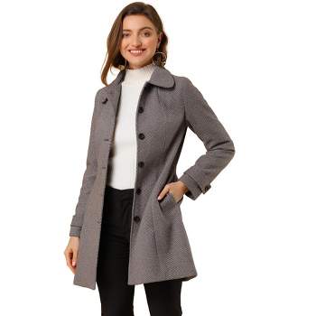 Allegra K Women's Winter Overcoat Stand Collar Single Breasted Mid ...