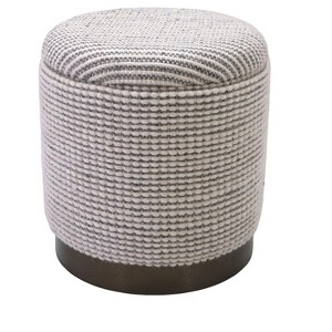 Carolina Chair  Table Handwoven Kratus Hammered Metal Storage Ottoman - 1 of 4