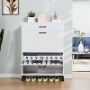 Okak Shoe Cabinet with 2 Flip Drawers, Freestanding Shoe Organizer, Hidden Narrow Shoe Rack Cabinet for Entryway, Hallway, Living Room - 3 of 4