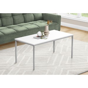 Coffee Table, Accent, Cocktail, Rectangular, Living Room, 40inl, White Laminate, Grey Metal, Contemporary, Modern - 1 of 1
