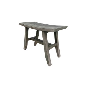 24" Satori GR161 Wide Teak Wood Shower Stool for Shaving Legs - CoastalVogue: Rectangular Bathroom Ottoman, 250lb Capacity - 1 of 4