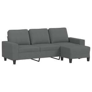 vidaXL Modern 3-Seater Sofa with Footstool in Dark Gray - Comfortable Living Room Furniture with Metal Frame and Fabric Upholstery - 1 of 4