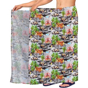 LA LEELA Men's Summer Long Vacation Sarong Beachwear Holidays Wrap Lava Lava Beach Cover Up Sarongs For Men One Size Black, Tree - 1 of 4