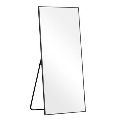 Lirago 64" x 21" Rectangle full body mirror with Black Scratch Resistant Aluminum Alloy Frame with bracket