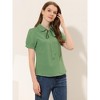 INSPIRE CHIC Women's Retro Dots Print Bow Tie Peter Pan Collar Chiffon Blouse - 3 of 4