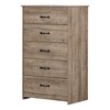 South Shore Tassio 5 Drawer Chest Weathered Oak: Modern Country Style, Metal Slides, 25 lb Capacity per Drawer - 2 of 4