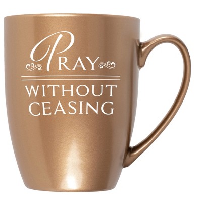 Elanze Designs Pray Without Ceasing Bronze 10 ounce New Bone China Coffee Cup Mug