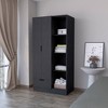 NicBex Armoire Wardrobe Closet Storage Cabinet with Doors & Open Shelves & Drawer for Bedroom, Black - 2 of 4