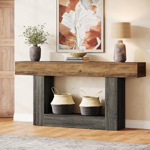 63-Inch Long Console Table, Wooden Rectangular Sofa Table Behind The Couch, Farmhouse Entryway Table for Entrance, Hallway, Living Room - 1 of 4
