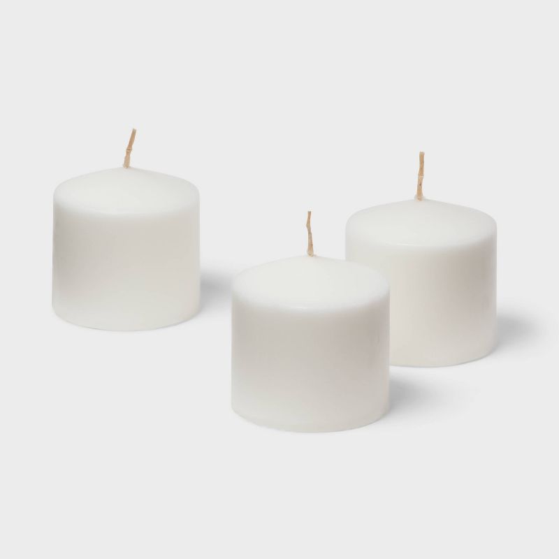 3&#34; x 3&#34; 3pk Unscented Pillar Candle Set White - Room Essentials&#8482;, 4 of 5