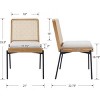 Set of 4 Modern Linen Dining Chairs,Upholstered Armless Side Chairs with Square Rattan Back,Fabric Kitchen Dining Room Chairs-Coolbibila - 4 of 4