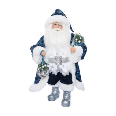 Season's Designs 18" Royal Blue And Whie Santa With Silve