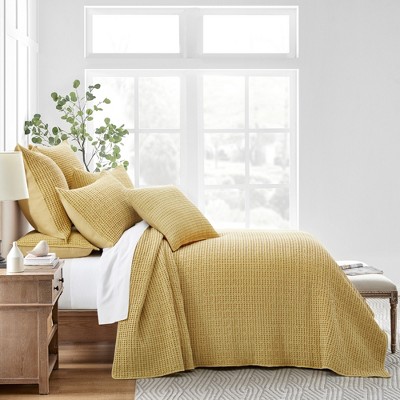 Ochre King Reversible Microfiber Waffle Bedspread Set