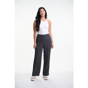 Lafidi Women’s High-Rise Straight Leg Pants – Elastic Waistband Work Trousers with Slash Pockets, Tailored Look - 1 of 4