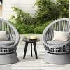 Outdoor Patio Wicker Lounge Chair, Wicker Chaise with Stylish Round Design, Lounge Chair with Iron Frame and PE Cushions-Coolbibila - 3 of 4