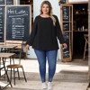 Agnes Orinda Women's Plus Size Dressy Swiss Dots Long Sleeve Round Neck Casual Blouses - 3 of 4