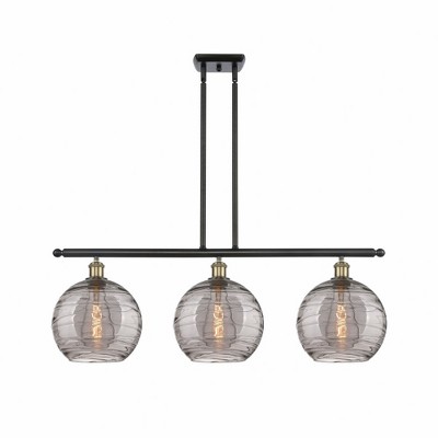 Athens Deco Swirl - 3 Light Stem Hung Island In Industrial Style-12.13 Inches Tall and 36.5 Inches Wide