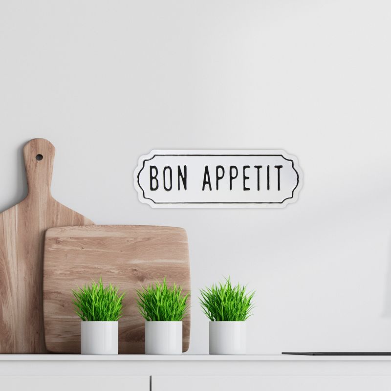 Northlight Metal "Bon Appetit" Sign Wall Decor - 14" - Black and White, 2 of 6
