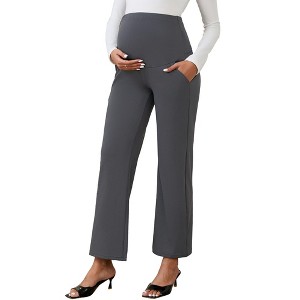 INSPIRE CHIC Women's Maternity Stretch High Waisted Wide Leg Pregnant Palazzo Pants - 1 of 4
