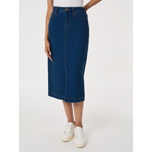 Midi Denim Front Slit Skirt - 1 of 3