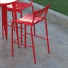 Emma and Oliver Armless Powder Coated Steel Stool with 2 Slat Back for Indoor-Outdoor Use - 4 of 4