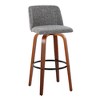 30" Mid-Century Modern Barstools Set of 2 with Swivel, Tufted Seat, and Wood Legs with Round Metal Footrest - 2 of 4