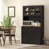 HOMCOM 71" Tall Kitchen Pantry Storage Cabinet with 2 Drawers, Microwave Cabinet with Adjustable Shelves and Glass Doors, Black - 2 of 4