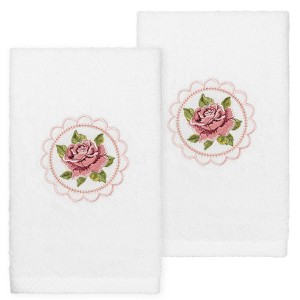 Linum Home Textiles Rosalee - Embroidered Luxury 100% Turkish Cotton Hand Towels (Set of 2) - 1 of 3