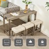 CIPACHO Brown 4 Piece Bar Table Set with Power Outlet Dining Bar Table and 3 Padded Stools - 3 of 4