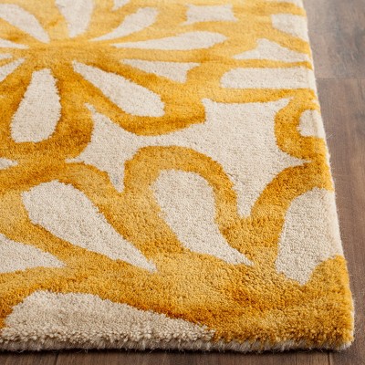 Luxurious Hand-Tufted Wool Runner in Beige & Gold - 27in x 10in