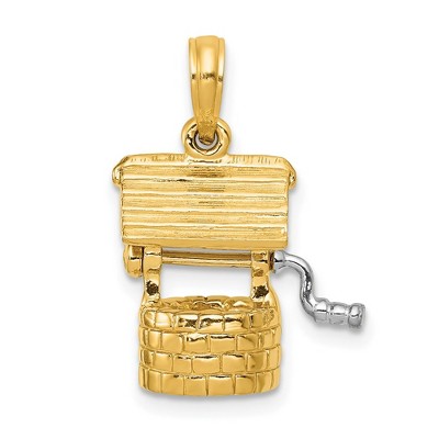 Black Bow Jewelry 14k Yellow Gold 3D Moveable Wishing Well Pendant