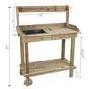 LuxenHome Natural Wood Mobile 1-Drawer 2-Shelf Potting Bench with Storage Brown - 4 of 4