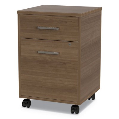 Natural Walnut Mobile 2-Drawer Lockable File Pedestal
