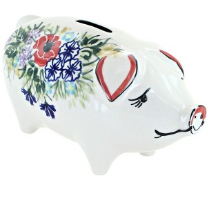 Blue Rose Polish Pottery 75A WR Unikat Piggy Bank - 1 of 1