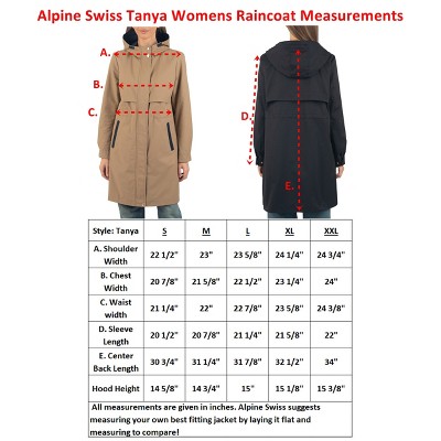 Женские куртки Alpine Swiss Tanya Womens Hooded Rain Jacket Long Raincoat Trench Coat Windbreaker Black XL — фото 4