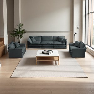 3-Piece Chenille Sofa Set with Round Arms - 1 of 4