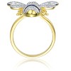 Guili Elegant Sterling Silver 14K Yellow Gold-Plated Wasp Ring with Sapphire Cubic Zirconia Pave for a Bold, Sparkling Statement. Sizes 6-8. - 2 of 3