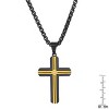 Steeltime 24" two tone black ip and stainless steel with simulated diamond cross pendant - 3 of 4